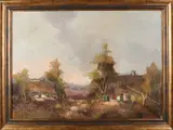 P. Vosman, Heidegezicht met boerderij, Olieverf op linnen