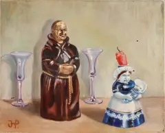 Johan Pootjes, Stilleven met beelden, Olieverf op linnen