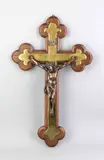 Antieke Corpus Christi, 1900, Grote antieke bronzen Corpus Christi op eikenhout gemonteerd