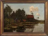 Jan Knikker, Boerderij en figuur aan waterkant