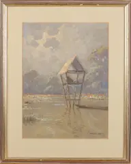Hal Wichers, Oosters rijstveld, Aquarel op papier