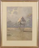 Hal Wichers, Oosters rijstveld, Aquarel op papier