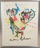 A. Heyboer, Spetter kip, Plakaatverf op papier