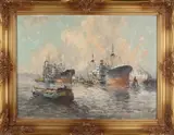 Wim van Norden, Haven Rotterdam, Olieverf op linnen