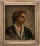 Piet Rezelman, Dames portret, Olieverf op paneel