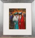 Chique dames bij avond by Onduidelijk gesigneerd, Olieverf op linnen, offered Jan 2018