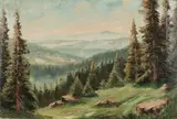 W.H. Unger, Duits bergachtig landschap, 1929, Olieverf op paneel