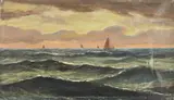 H.A. Jaarsma, Zeilboten op zee, 1928, Olieverf op linnen