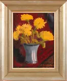 W. Poortman, Vaas met bloemen, 1947, Olieverf op paneel