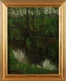 'Slootkant'. by Onduidelijk gesigneerd, Olieverf op paneel, offered Jan 2018