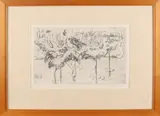 Hans Hasseldiek, Flamingo's, 1958, Ets op papier