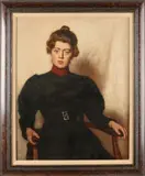 Maria Goemans, 'Jonge dame in stoel'., Olieverf op linnen