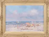 'Zomers impressionistisch strandgezicht met figuren'. by Den Haag J.J.H. van Leeuwen, Olieverf op paneel, offered Oct 2017