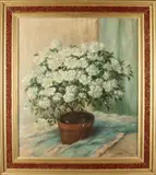 Sofia Becker, 'Bloempot met bloem'., Olieverf op linnen