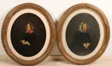 P.A. Ramakers, 2x portret (ovaal), Olieverf op papier