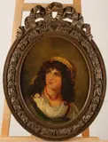 'Dame'. by Ovaal schilderij M.T. de Hose, Olieverf op paneel, offered Oct 2017
