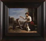 Onduidelijk gesigneerd, 'Vrouw'., Olieverf op paneel