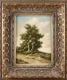 Willy Krake, 'Landschap met figuren', Olieverf op paneel