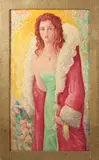 C. Snoeierbos, 'Vrouw met robe'., 1914, Olieverf op paneel