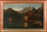 'Oostenrijks binnenmeer met kasteel'. by Onduidelijk gesigneerd, Olieverf op linnen, offered Oct 2017