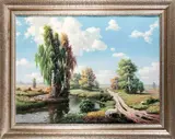 R. Thiele, 'Zomers landschap met beek, bomen etc.', 1930, Olieverf op paneel