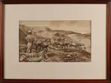 Edmund Caldwell, 'Ivoorhandel'., Sepia op papier