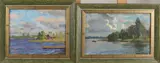 'Twee riviergezichten'. by Twee maal Anatoly Sokolova, 20e eeuw, Olieverf op paneel, offered Oct 2017