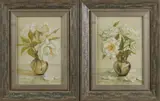 Annastassia Sokolova, 'Twee maal vaas met bloemen'., Olieverf op linnen