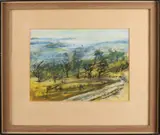 Onduidelijk gesigneerd, 'Limburgs landschap'., Gemengde techniek op papier