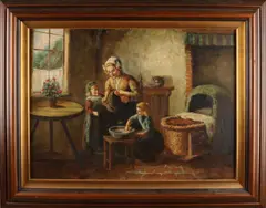 Johan van Gesine, 'Larens interieur'., Olieverf op linnen