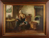 Johan van Gesine, 'Larens interieur'., Olieverf op linnen