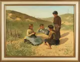 kinderen in de duinen by Nicolaas Steffelaar 1852-1918, Olieverf op linnen, offered Jul 2017