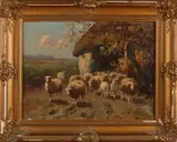 Jan Dey, 'Schapen'., Olieverf op linnen