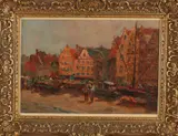 A. Vles, 'Stadsgezicht Gent', Olieverf op paneel