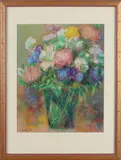 H. Prenen, 'Vaas met bloemen'., Pastel op papier