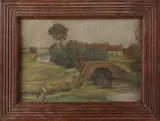 A. Caullet, landschap, Pastel op papier