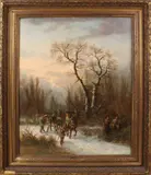 Eduard Ferey, 19e eeuw, Wintergezicht., Olieverf op linnen