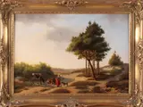 landschap met vee en figuur by Andries Wiemans, Dordrecht 1826-?, Olieverf op paneel, offered Apr 2017