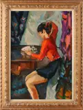 Pierre Cornu, 1895-1996, jongedame, Olieverf op linnen