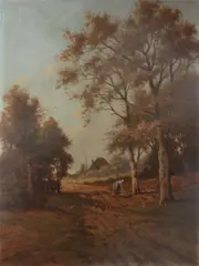 A.M. Geijp, Sprokkelvrouw, Olieverf op linnen, (kleine restauratie)