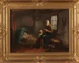 Jan Knikker Sr., 1889-1957, Interieur, Olieverf op linnen