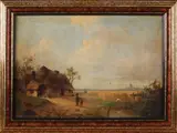 C. Hermann, boerderij, Olieverf op linnen