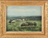Jacobus Louis Hoedt, schapen op de hei, Jacobus Louis Hoedt, 1832, landschap met schapen, aquarel op papier, 25x35cm