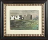 H.K. Onnes, huizen, Harm Kamerlingh Onnes 1893-1985, landschap met ruine, aquarel op papier 24x34cm