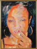 Peter Klashorst, "Smoking Girl", Peter klashorst 1957, smoking girl, acryl op linnen, 30x40cm