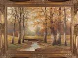 Rolf Wafs, bosgezicht, Rolf Wafs omstreeks 1920, Duitse school, bosgezicht met beek olieverf op linnen 70x100cm