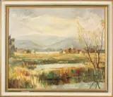 W. Reich, Duitse School, W.Reich Duitse school, Duits Landschap olieverf op linnen 64x74cm