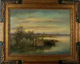 W. v. Oort, plassenlandschap, Gesigneerd W. van Oort plasgezicht, olieverf op linnen 61x81cm Cond:G