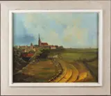 Hollandse School, landschap met kerk