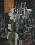 T.van Donselaar, stilleven, T. van Donselaar 1976, stilleven, figuratief en abstract, olieverf op linnen 90x70cm